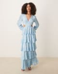 [Pretty Lavish] Pretty Lavish Ashton cut-out ruffle maxi dress in blue swirl print 10 Blue Swirl Print