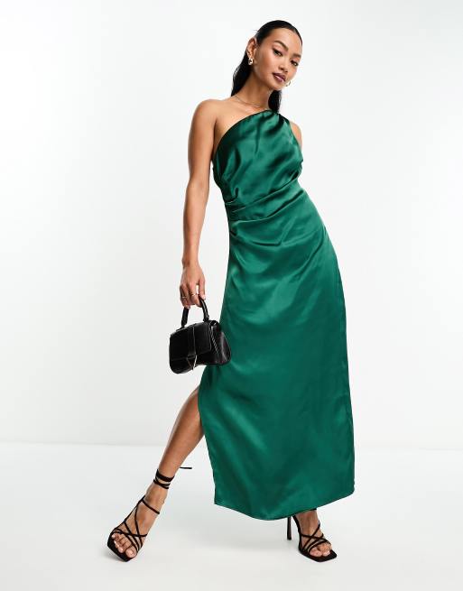 Lilith Satin Dress - Petrol Green – Pretty Lavish