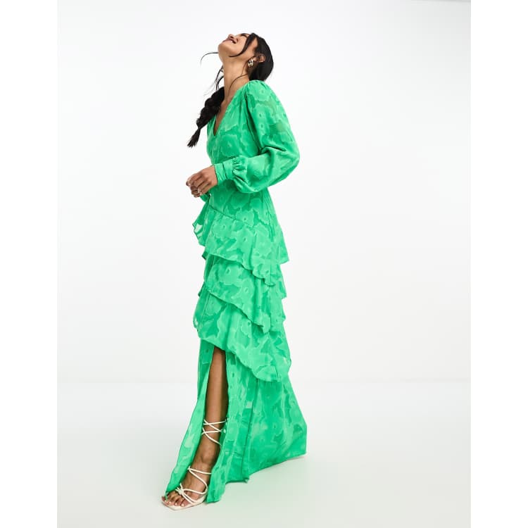 asymmetrical forest jacquard maxi dress Milly Asymmetrical Tropical Forest Jacquard Midi Maxi Dress In Green - 71%  Off