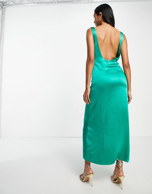 Emerald Green Underwire Ruched Mesh Midaxi Dress