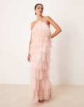 [Pretty Lavish] Pretty Lavish backless tulle ruffle maxi dress in peony pink 14 Peony Pink