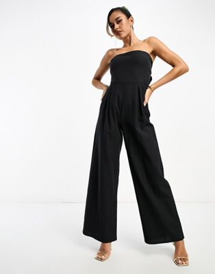 Pretty Lavish Bandeau Jumpsuit With Pockets In Black