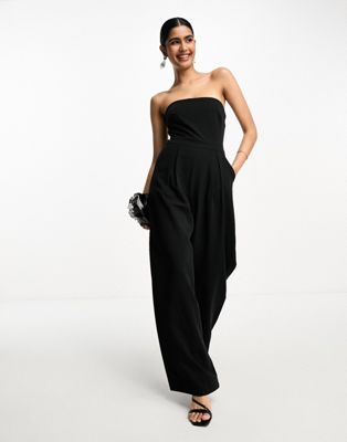 Pretty Lavish bandeau jumpsuit with pockets in black - ASOS Price Checker