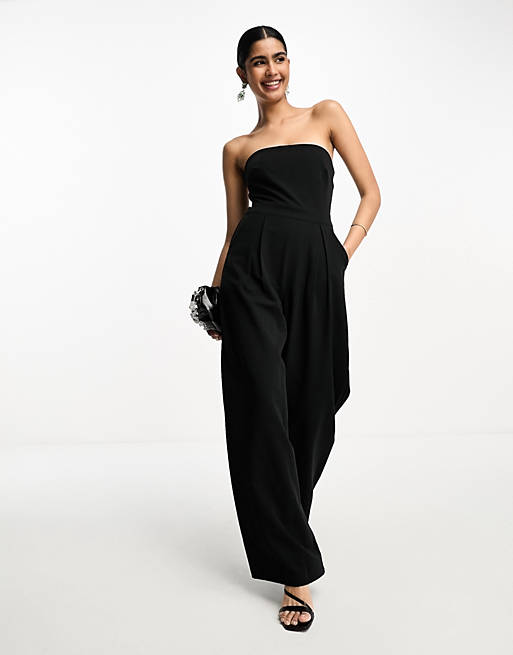 Pretty Lavish bandeau jumpsuit with pockets in black | ASOS