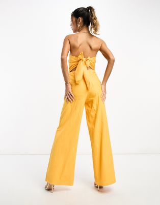 Pretty Lavish bandeau jumpsuit with pockets in orange