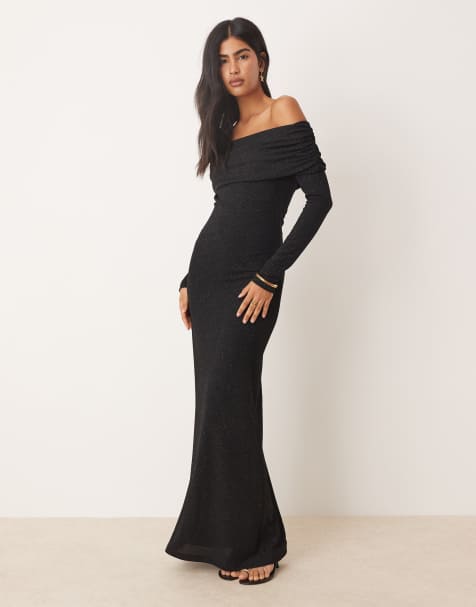 Pretty Lavish bardot jersey maxi dress in black - view 1