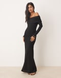 [Pretty Lavish] Pretty Lavish bardot jersey maxi dress in black 12 BLACK