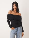 [Pretty Lavish] Pretty Lavish bardot jersey top in black 12 BLACK