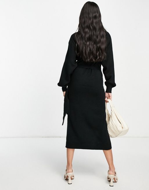 Beau Wrap Midi Dress - Black – Pretty Lavish