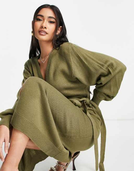 Olive green 2025 knit dress