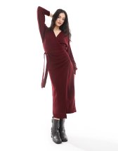 Only puff sleeve wrap midi dress in red spot | ASOS