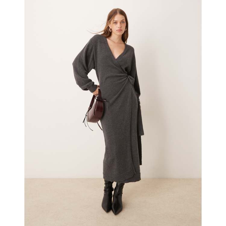 meesha faux wrap knit dress Skyla Knit Wrap Dress