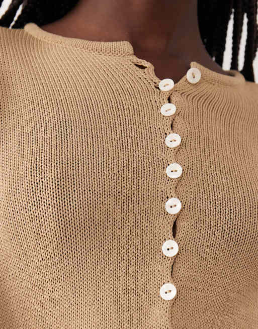 Pretty Lavish – Beige, finstickad kofta, 2 av 4
