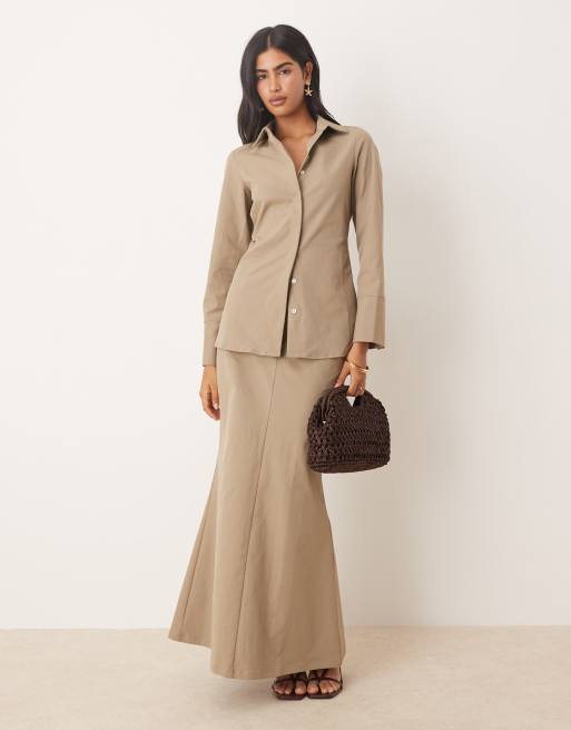 Pretty Lavish - Beige skjorte med indsyning i siderne - Del af sæt, 4 af 4