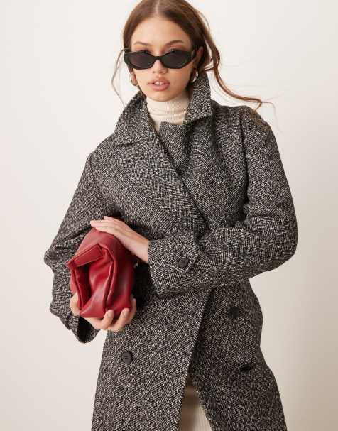 Pretty Lavish belted long coat in salt and pepper - view 1