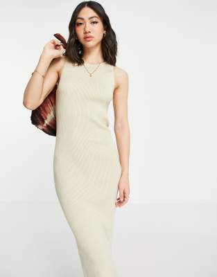 Billie Ribbed Racer Midi Dress - Olive – Pretty Lavish