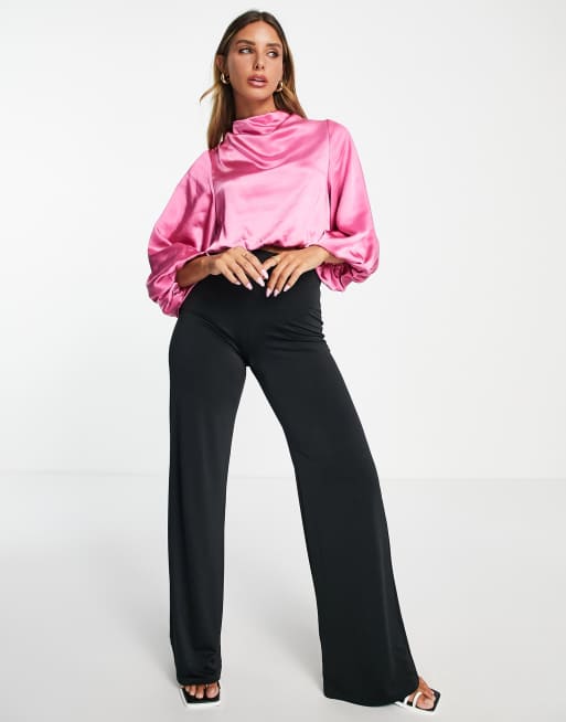 Pretty Lavish - Blouse met ballonmouwen in millennial roze, deel van co-ord set, 4 van 4