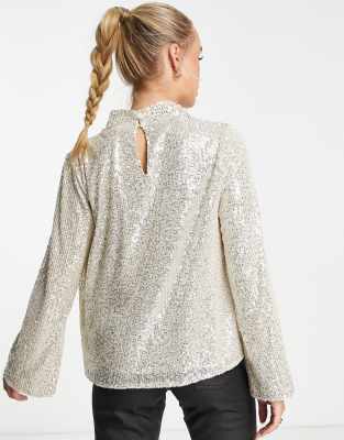 Blusa drappeggiata con decorazioni color argento - Pretty Lavish Camicia donna  - immagine3