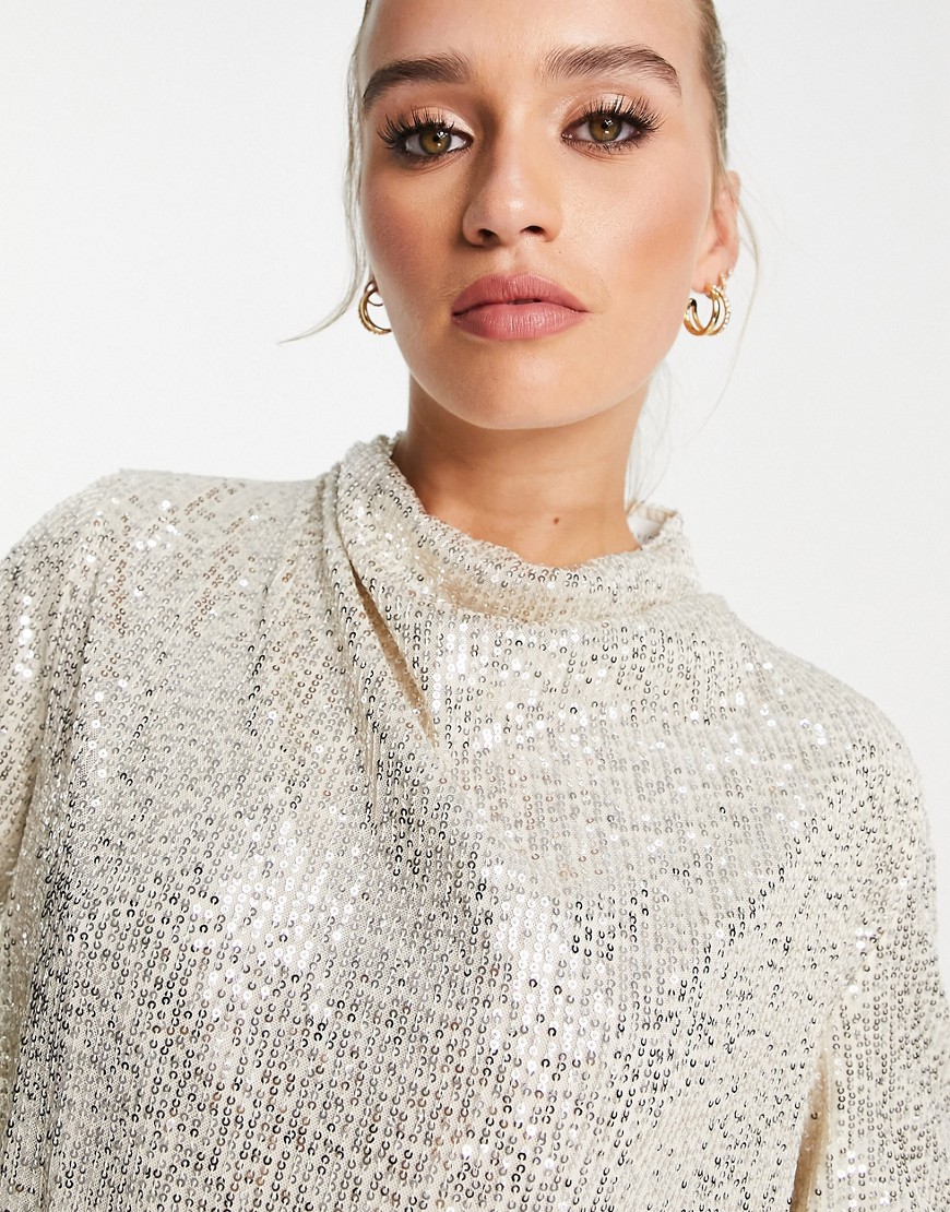 Blusa drappeggiata con decorazioni color argento - Pretty Lavish Camicia donna  - immagine1