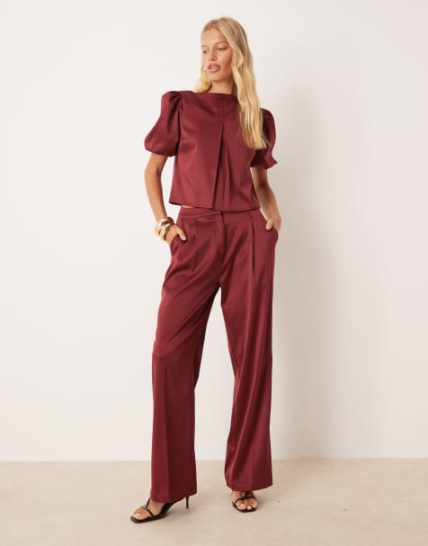 Pretty Lavish – Bordowy satynowy zestaw - view 1