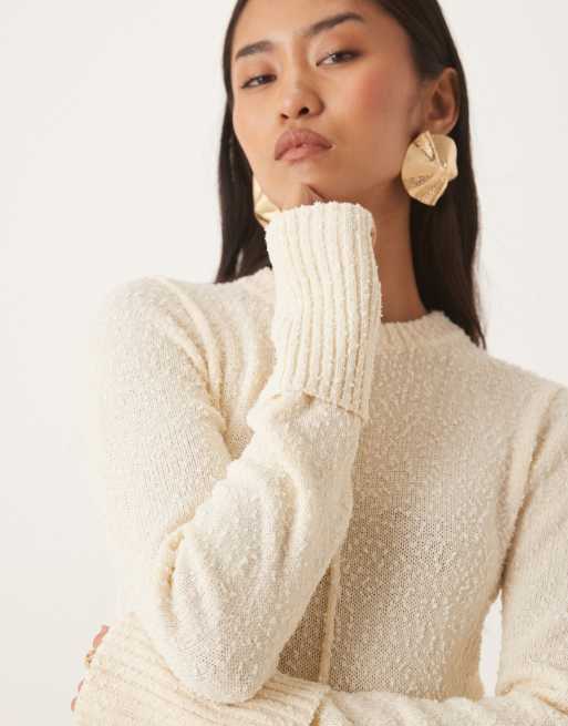 Pretty Lavish boucle knit midaxi dress in cream, 2 of 4