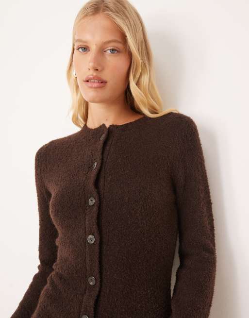 Pretty Lavish – Brązowa sukienka mini z dzianiny boucle, 3 z 4