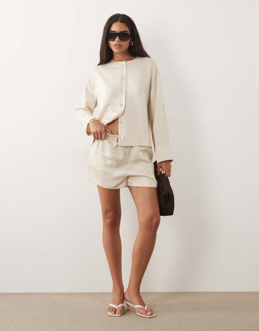 Pretty Lavish - Breya - Coordinato in raso color ostrica