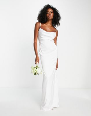 Pretty Lavish Bridal backless satin slip maxi dress in ivory - ASOS Price Checker