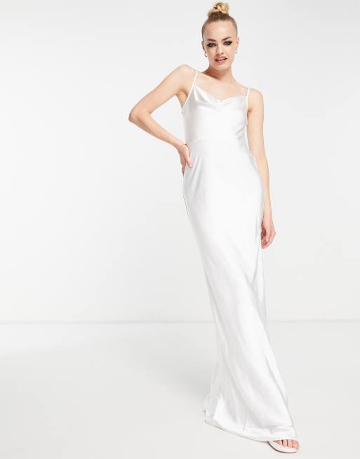 White satin slip hot sale wedding dress