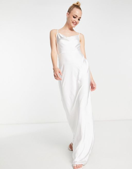 Ivory Cowl Neck Silk Slip Dress - Silk Maison