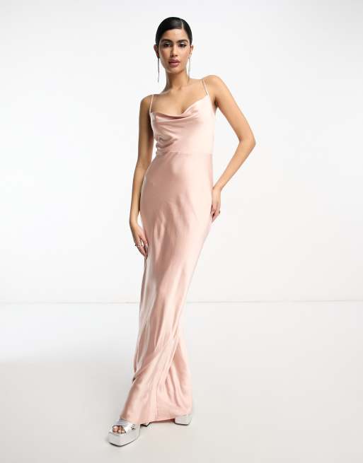 Satin blush 2025 maxi dress