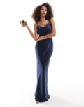 [Pretty Lavish] Pretty Lavish Bridesmaid Keisha satin maxi dress in midnight navy-Blue 14 Navy