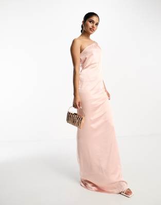 Pretty Lavish Bridesmaid Keisha Cowl Neck Satin Maxi Dress In Blush ...