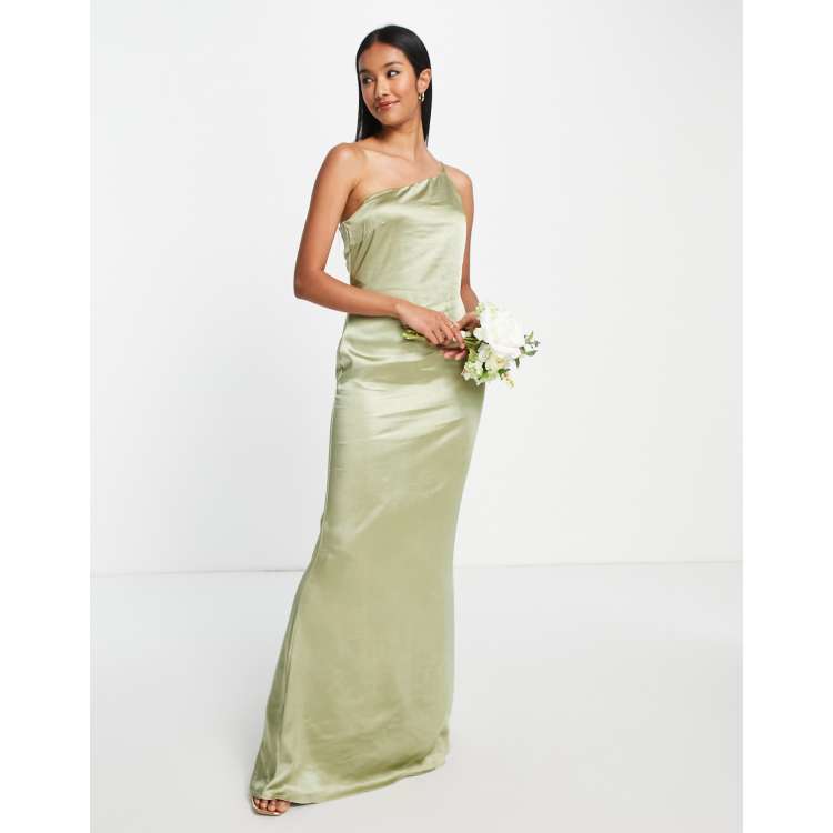 One shoulder olive sales green dress