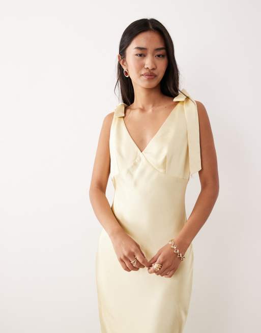 help my bridesmaid dress is too small Luella Crepe Corset Maxi Dress - Lemon