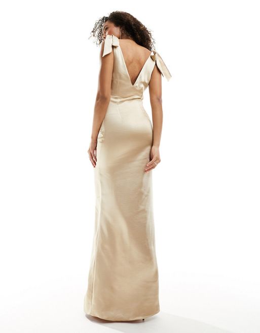 Maxi Bridesmaid Dress Matte Champagne | SilkFred US