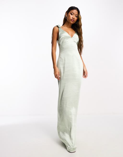 piper satin midi dress Pretty Lavish Piper V-Neck Satin Midi Dress - Peach