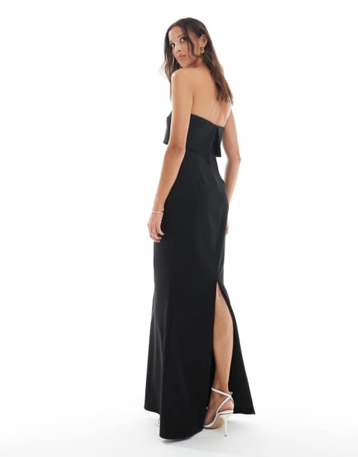 Pretty Lavish – Bridesmaid – Trägerloses Maxikleid in Schwarz aus Crepe, 2 von 4