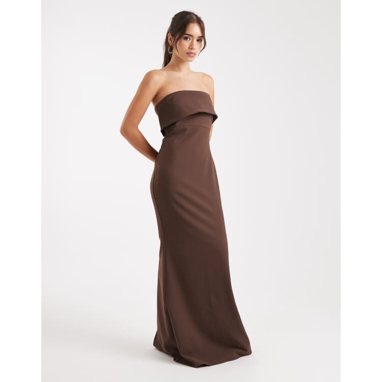 chinese dress ladies Embellished Bandeau Cowl Neck Maxi Dress in Ivory - 8