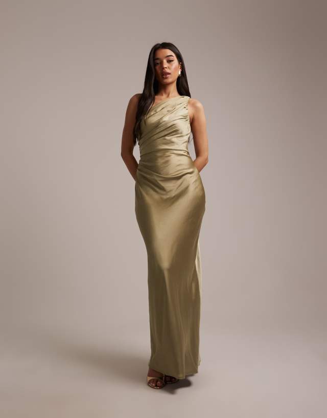 pretty lavish olive bridesmaid dress Bridesmaids Juliet satin gathered one shoulder maxi in green truefit:root:eco-viscose-sing-along-maxi-dress-white-blue Benson Boone – Mystical Color:As Pictures With unlimited ways to