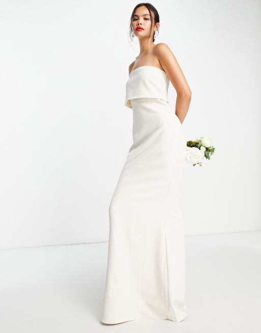Pretty Lavish - Bruidsmeisjes - Maxi jurk van crêpe met bandeau in champagnekleur