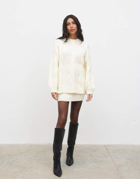 Pretty Lavish cable knit co-ord in cream - view 1
