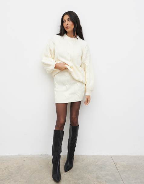 Pretty Lavish cable knit mini skirt co-ord in cream