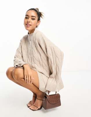 Pretty Lavish cable knit mini skirt in beige - part of a set
