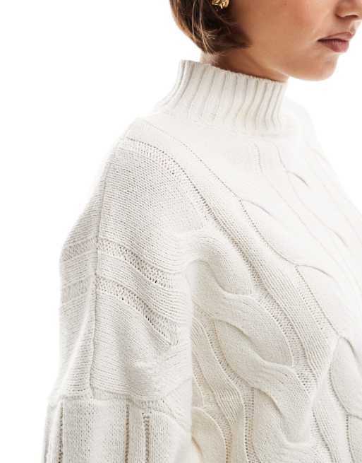 Cream cable knit roll neck jumper online