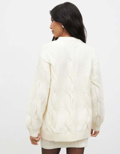 Pretty Lavish cable knit sweater in cream - part of a set, 3 of 4
