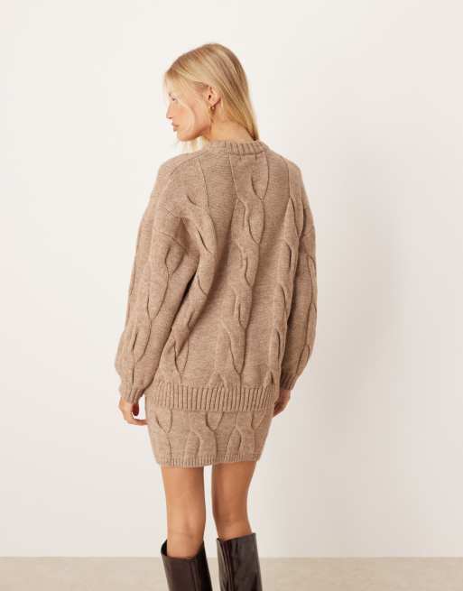 Pretty Lavish cable knit sweater in taupe - part of a set, 2 of 4