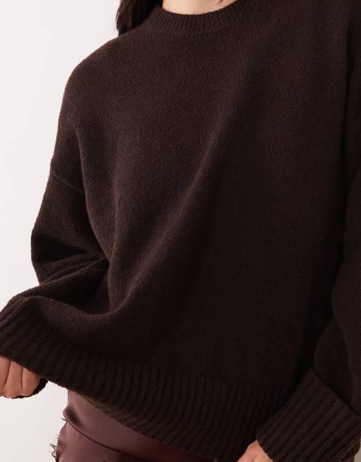 Pretty Lavish Camille knit long sleeve jumper in chocolate, 4 of 4