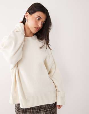 Pretty Lavish Camille Knit Long Sleeve Sweater In Neutral