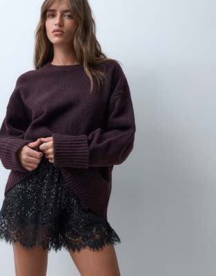 Pretty Lavish Camille Knit Long Sleeve Sweater In Purple